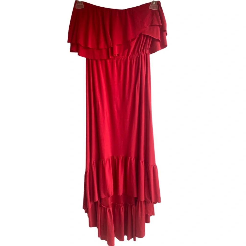 T-Bags Los Angeles Layered Ruffle High-Lo Dress - Picture 3 of 8